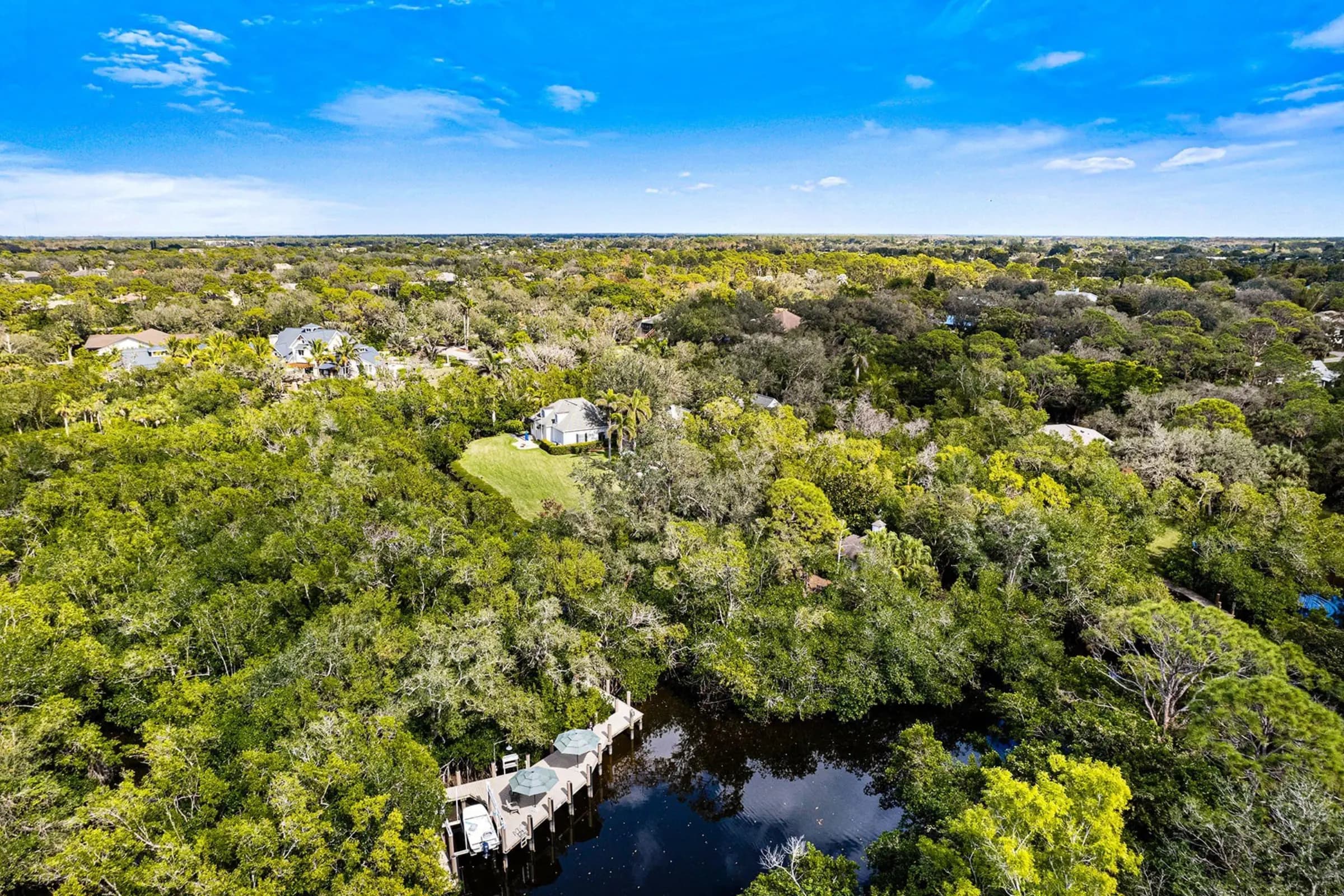 The estate surrounded by mature oaks, pines and mangroves